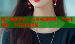 国产视频平台：AI生成短视频，个性化推荐，丰富互动体验