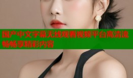 国产中文字幕无线观看视频平台高清流畅畅享精彩内容